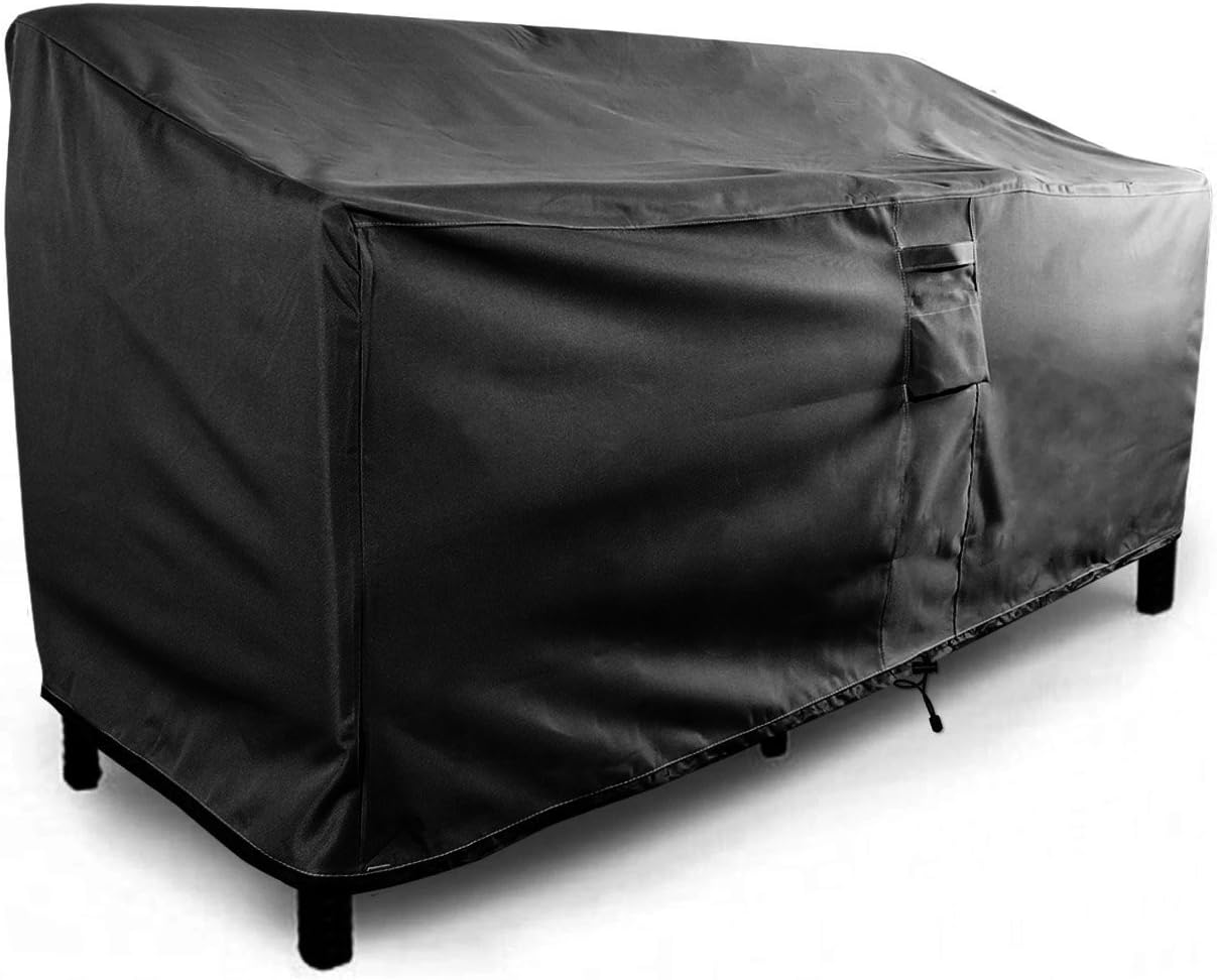 KHOMO GEAR Large-Black GER-1080 Waterproof Heavy Duty Outdoor Lounge Loveseat Sofa Patio Cover, (88'' x 32.5'' x 33"): Garden & Outdoor