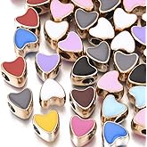 DanLingJewelry 100Pcs Random Enamel Love Heart European Large Hole Beads Acrylic Heart Loose Spacer Beads for DIY Bracelet Jewelry Making