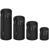 ARVOK Lens Pouch Set, Water Resistant Protective Lens Cases for DSLR Camera Lens, 4 Size Thick Camera Lens Bag for Nikon, Tamron, Sigma, Pentax, Sony, Olympus, Panasonic