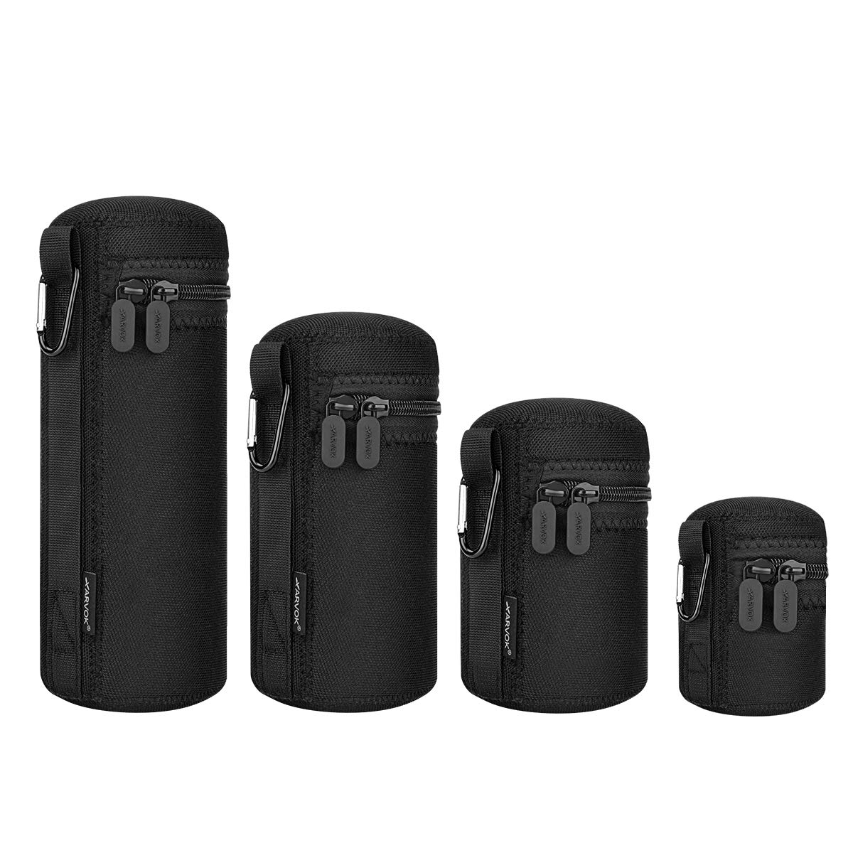 ARVOK Lens Pouch Set, Water Resistant Protective Lens Cases for DSLR Camera Lens, 4 Size Thick Camera Lens Bag for Canon, Nikon, Tamron, Sigma, Pentax, Sony, Olympus, Panasonic
