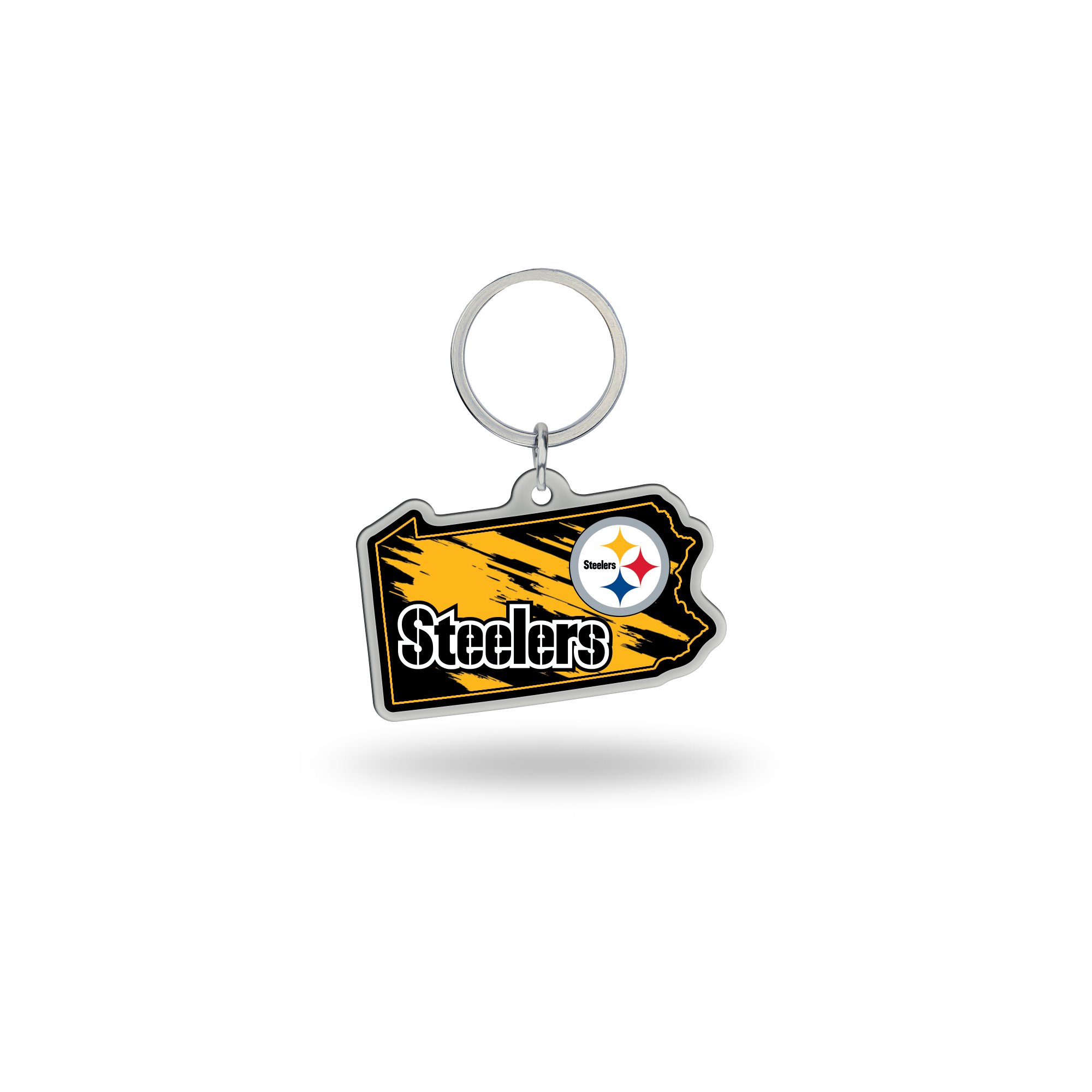 Rico Industries NFL Football Pittsburgh Steelers State Shape Keychain 2 x 3-