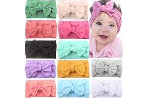 AYCHLG Bows Headbands For Baby Girls 12Pcs, IIS Newborn Infant Toddler Hairbands and Child Hair Accessories