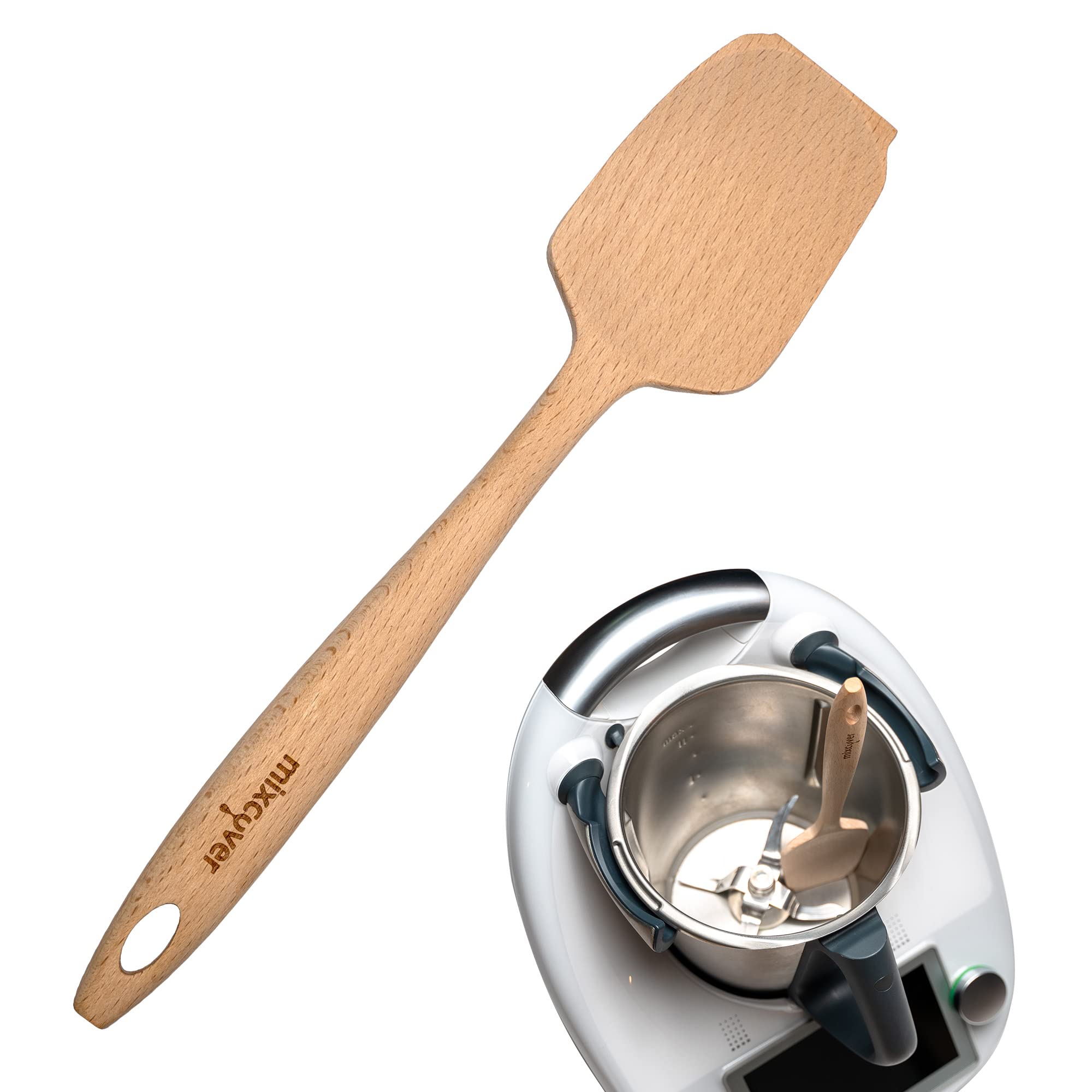 Mixcover Sustainable Wooden Spatula Suitable for Thermomix TM 5 TM 6 TM 31 for Turning Spatula Dough Scraper Mixing Spoon Cooking Spoon Vegan