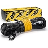 BUNKER INDUST 1/4" x 50' Synthetic Winch Rope,9500LBS ATV UTV Winch Cable with Protective Sleeve 50 FT Winch Line Replacement for 4500 to 6000LBS Winch, Black