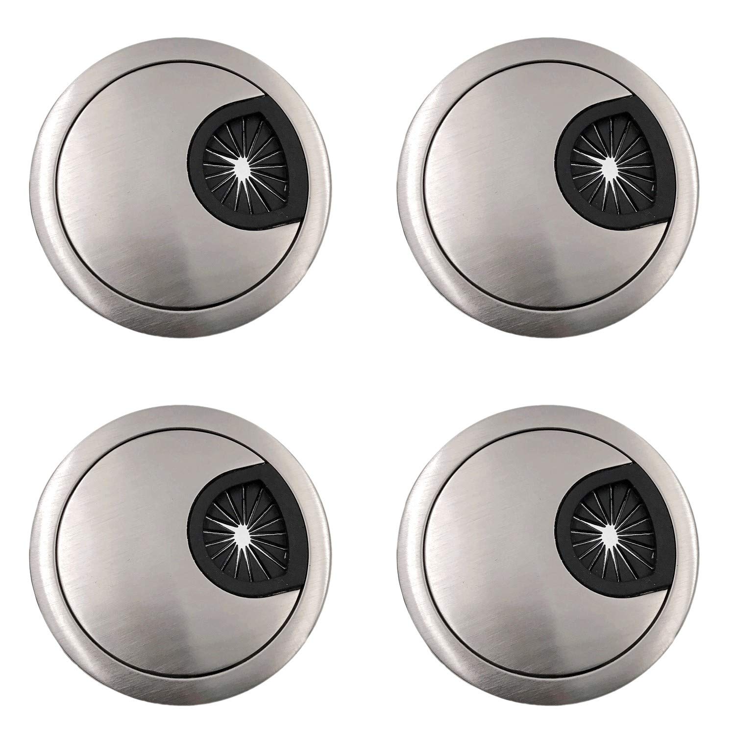 JZK 4 PCS Zinc Alloy Metal 60mm Desk Table Cable Grommet, Computer Desk Cable Hole Cover, pc Desk Cable Tidy Grommet Management Hole