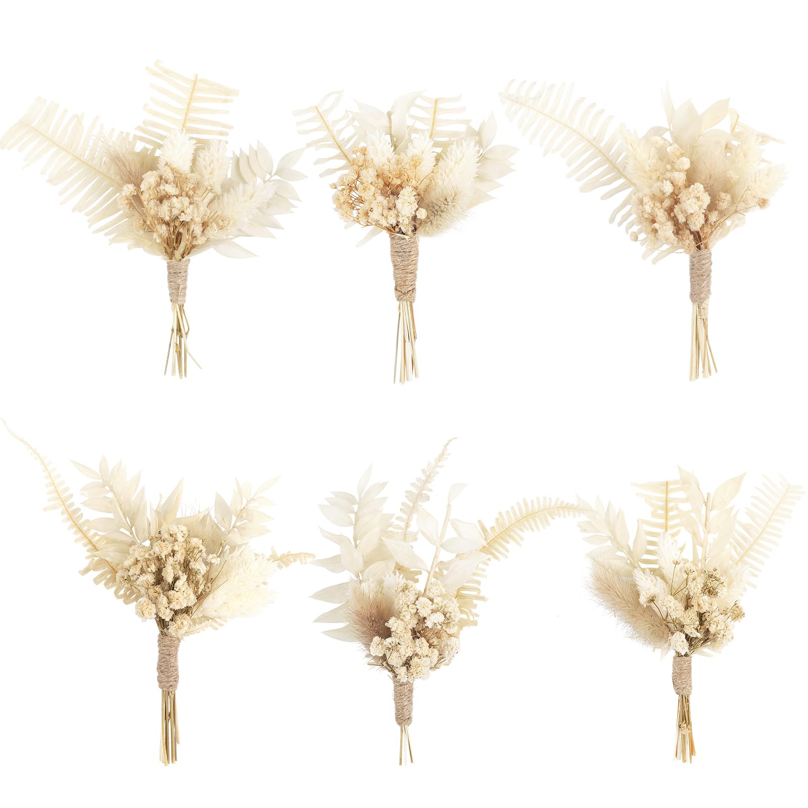 6PCS Mini Boho Dried Flower Bouquet Dried Flowers Small Bouquets Mini Natural Real Plants for Wedding Table Centerpieces Gift Box Cake Bottle Decor Home Vase Decorations DIY Craft (03)