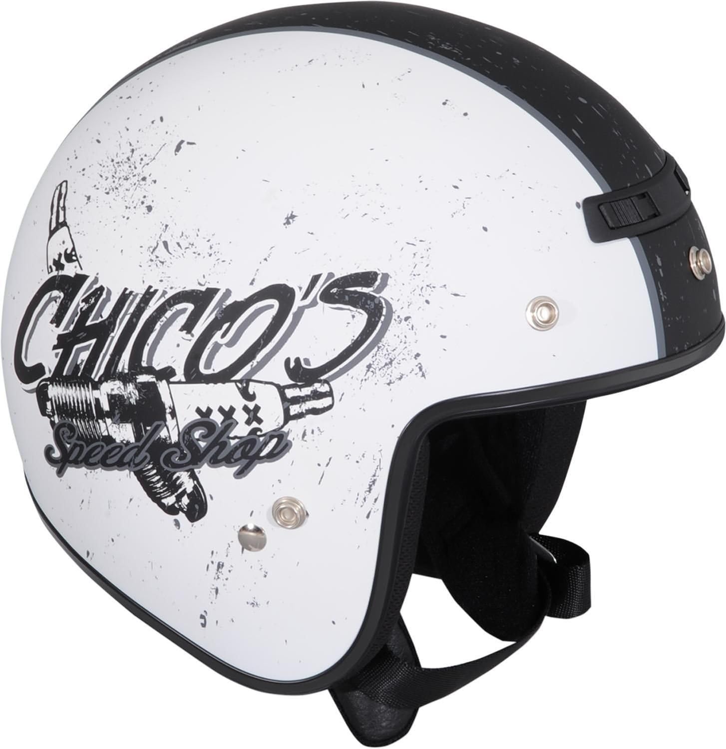 Z1R Jimmy Chico Open Face Helmet - White/Black - Medium