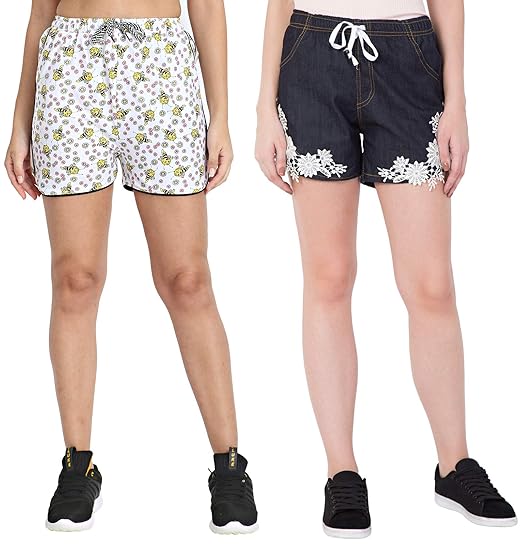 womens high waisted cotton shorts