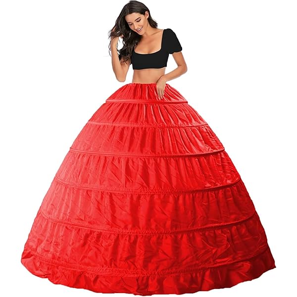open lace back dress YULUOSHA Women Crinoline Hoop Petticoats Skirt Slips Floor Length Underskirt  for Ball Gown Wedding Dress (6 hoop Red) at Amazon Women's Clothing store