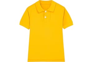 Phedrew Boys Short Sleeve Pique Polo Shirt School Uniform Tops Kids Collared Golf Shirt (5-14 Yeras)