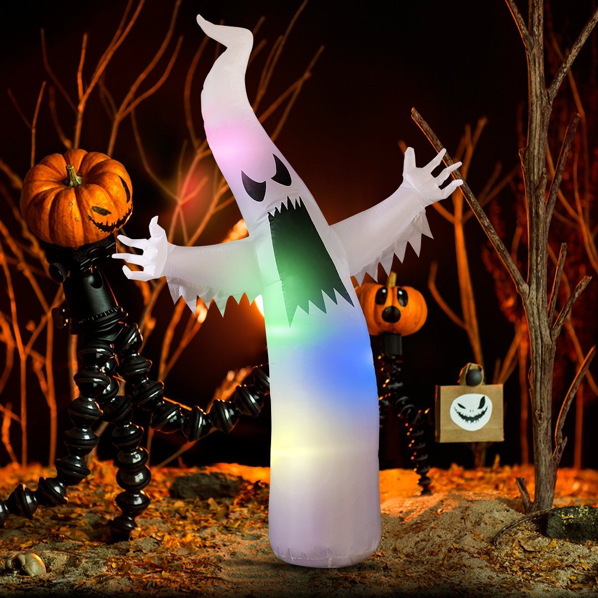 YUNLIGHTS 6 Feet Halloween Inflatable Ghost, Air Blown Ghost with