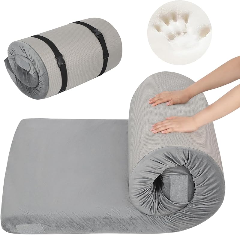 REDCAMP 7.6cm Thick Memory Foam Camping Mattress Grey 190x76cm with Detachable