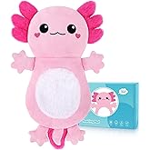 Valentines Axolotl Microwave Heating Pad for Period Cramps, Animals Microwavable Heating Pad for Shoulder Neck Knee Pain Relief, Cute Pink Axolotl Plush Toy with Removable Heat Pack for Women and Kids