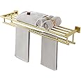 Alise Towel Rack,Large Towel Holder Towel Shelf with Double Towel Bars for Bathroom Lavatory,32-Inch SUS 304 Stainless Steel Wall Mount Towel Hanger,Gold Finish