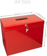 Cathedral Products A4 Steel File Box with Starter Pack of 5 Suspension Files Red view 2