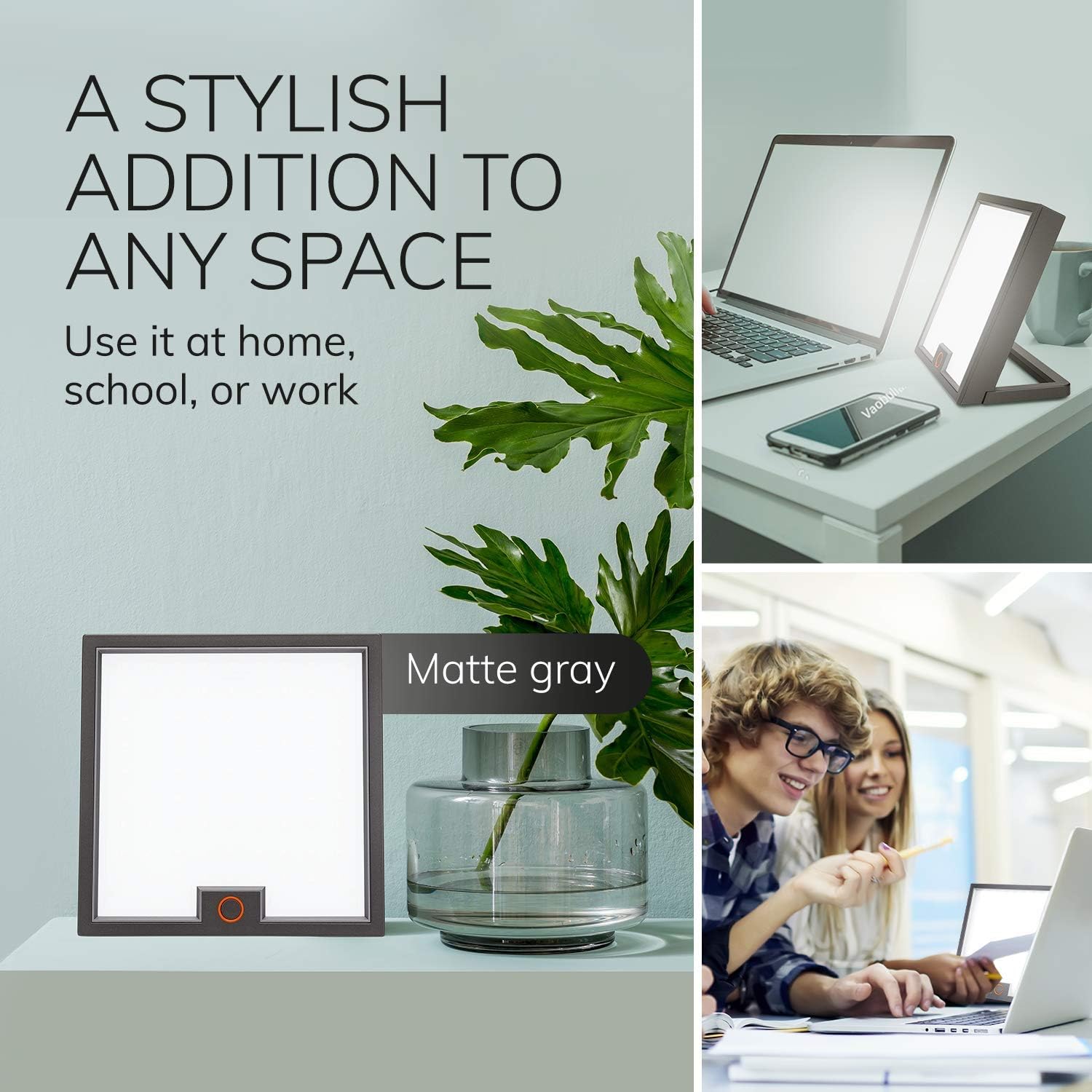 Circadian Optics Light Therapy Lamp - UV-Free LED Happy Mood Lamps for Seasonal Sunlight Changes - Full Spectrum Sun Lights for Work from Home - Lumine (Grey): Home Improvement