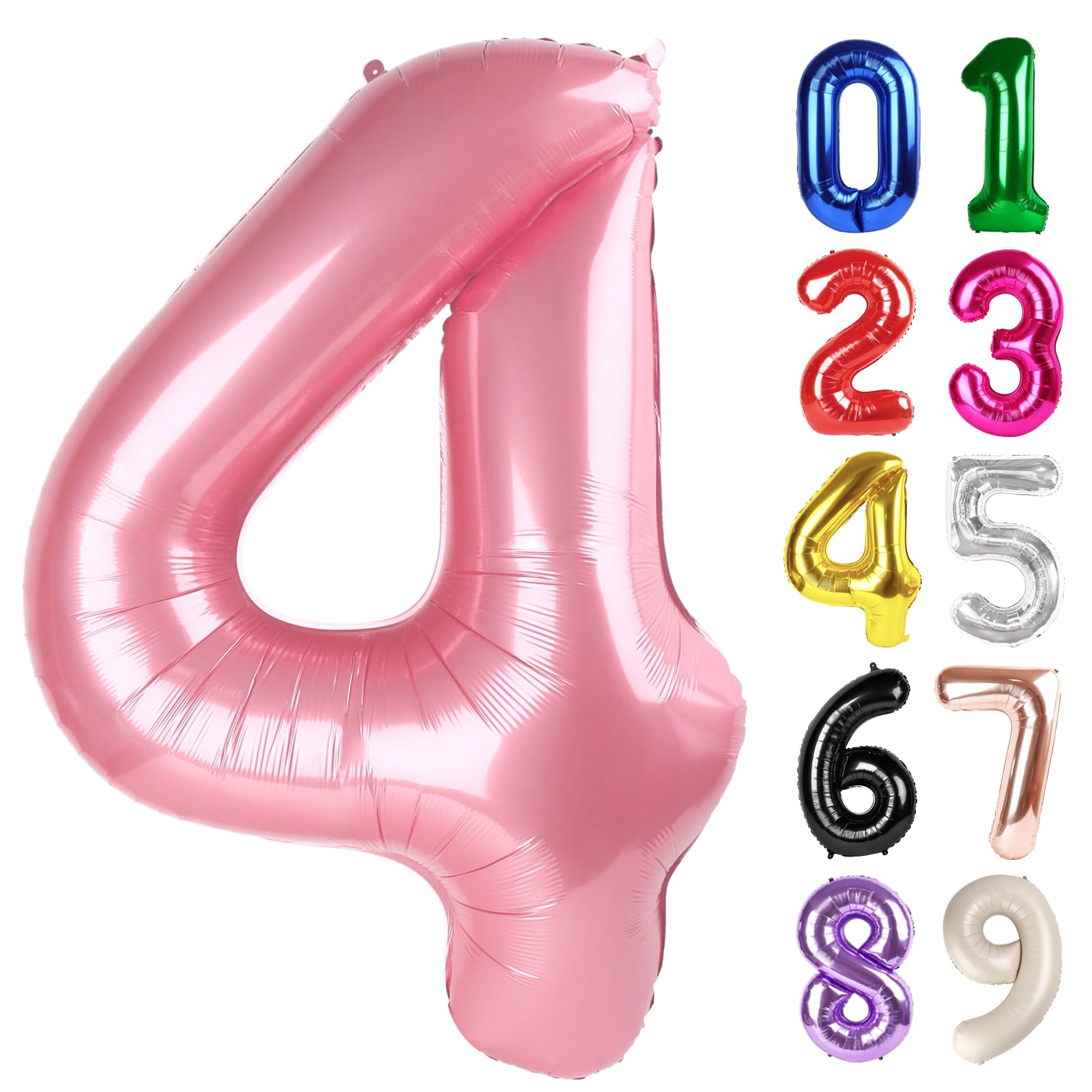 Photo 1 of 4 Balloon - Pearlescent Pink Birthday Number Balloons, 40 Inch Large Foil Balloons for Men Women Boys Girls Pearlescent Pink Themed Birthday Decorations