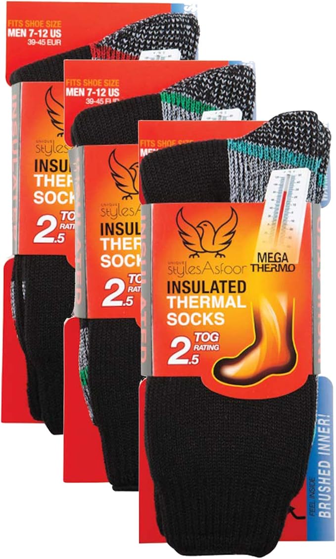 Set of 3 Thermal Socks for Men Heated Cold Weather Socks