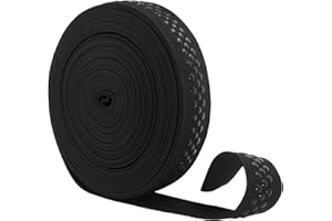 Mandala Crafts 1 Inch Elastic Silicone Gripper Tape for Clothing - 10 Yds Dotted Non Slip Elastic Band for Sewing - Black Silicone Flat Fabric Stretchy Ribbon Straps