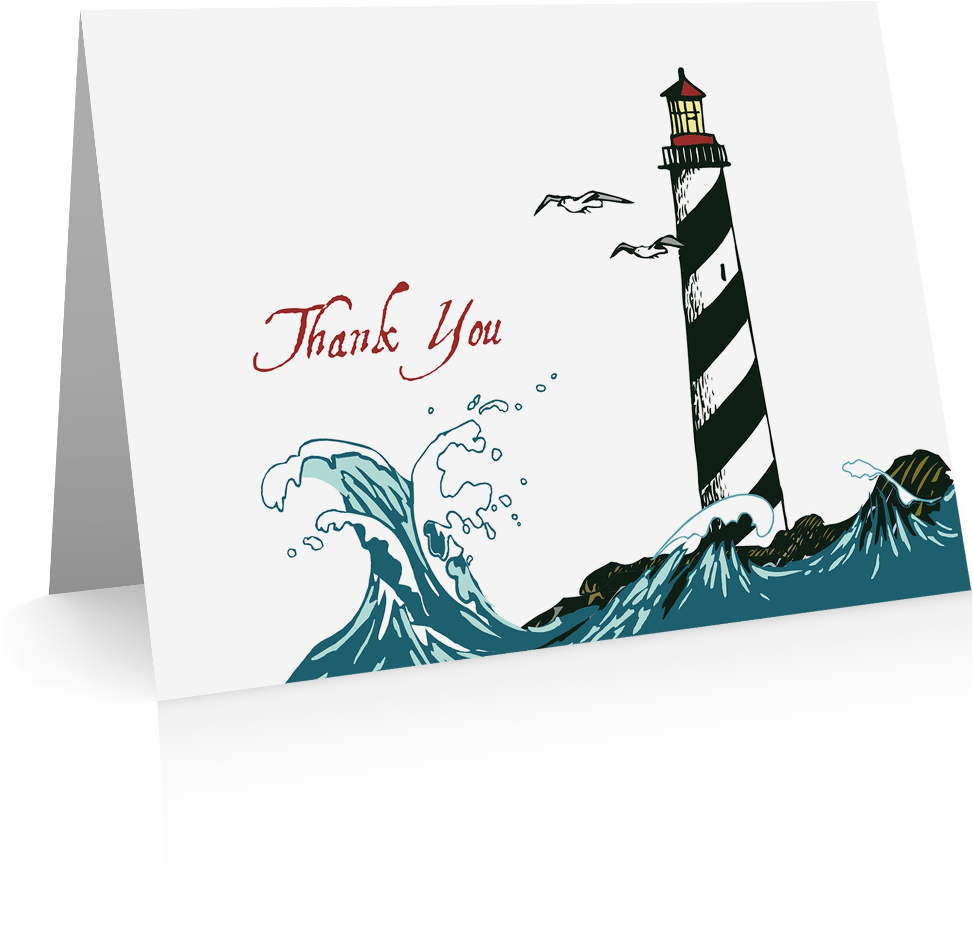 Little Notes by Comptime Lighthouse Thank You Cards (24 Foldover Cards and Envelopes)