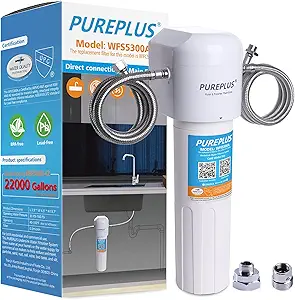 PUREPLUS Under Sink Water Filter, 22000 Gallons, 99.99% Chlorine Reduction, NSF/ANSI Certified Direct Connect Under Counter Water Filtration System PUREPLUS Under Sink Water Filter, 22000 Gallons, 99.99% Chlorine Reduction, NSF/ANSI Certified Direct Connect Under Counter Water Filtration System