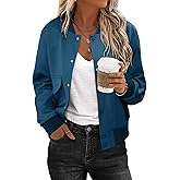 Magritta Womens Zip Up Jackets Dressy Long Sleeve Sweatshirt Button Down Cropped Bomber Jacket Fall Shirts with Pocket