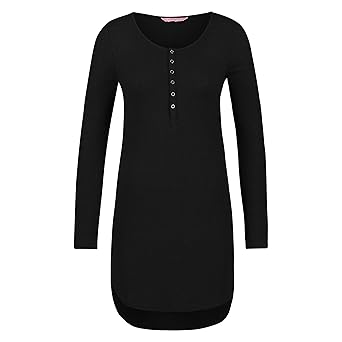 Hunkemöller Damen Langarm-Nachthemd gerippt