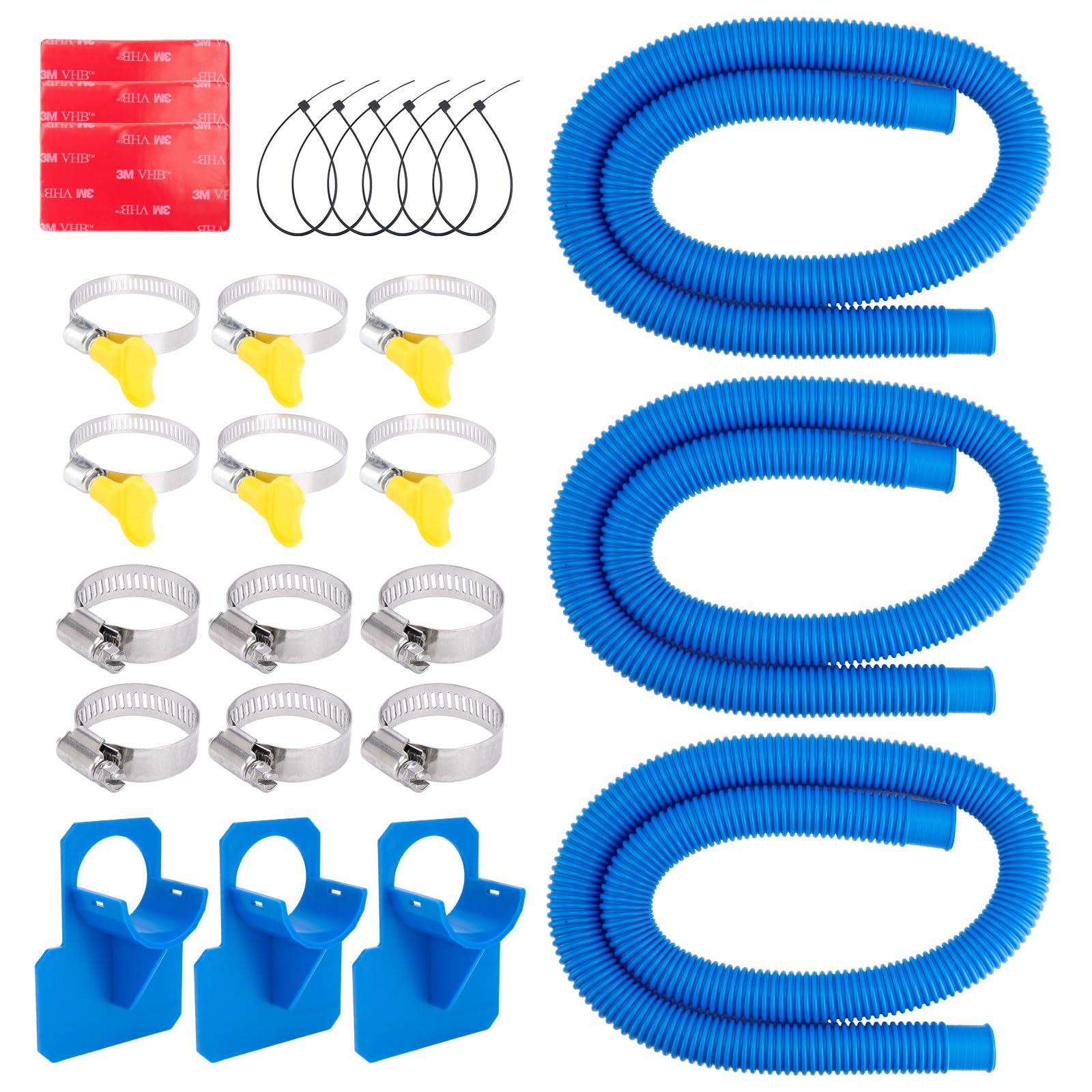 Photo 1 of 1.25 x 59 Inch Pool Hoses for Above Ground Pools,Pool Filter Pump Hoses,Compatible With Intex Filter Pump 607,637 With 12 Metal Clamps?3 Pack?