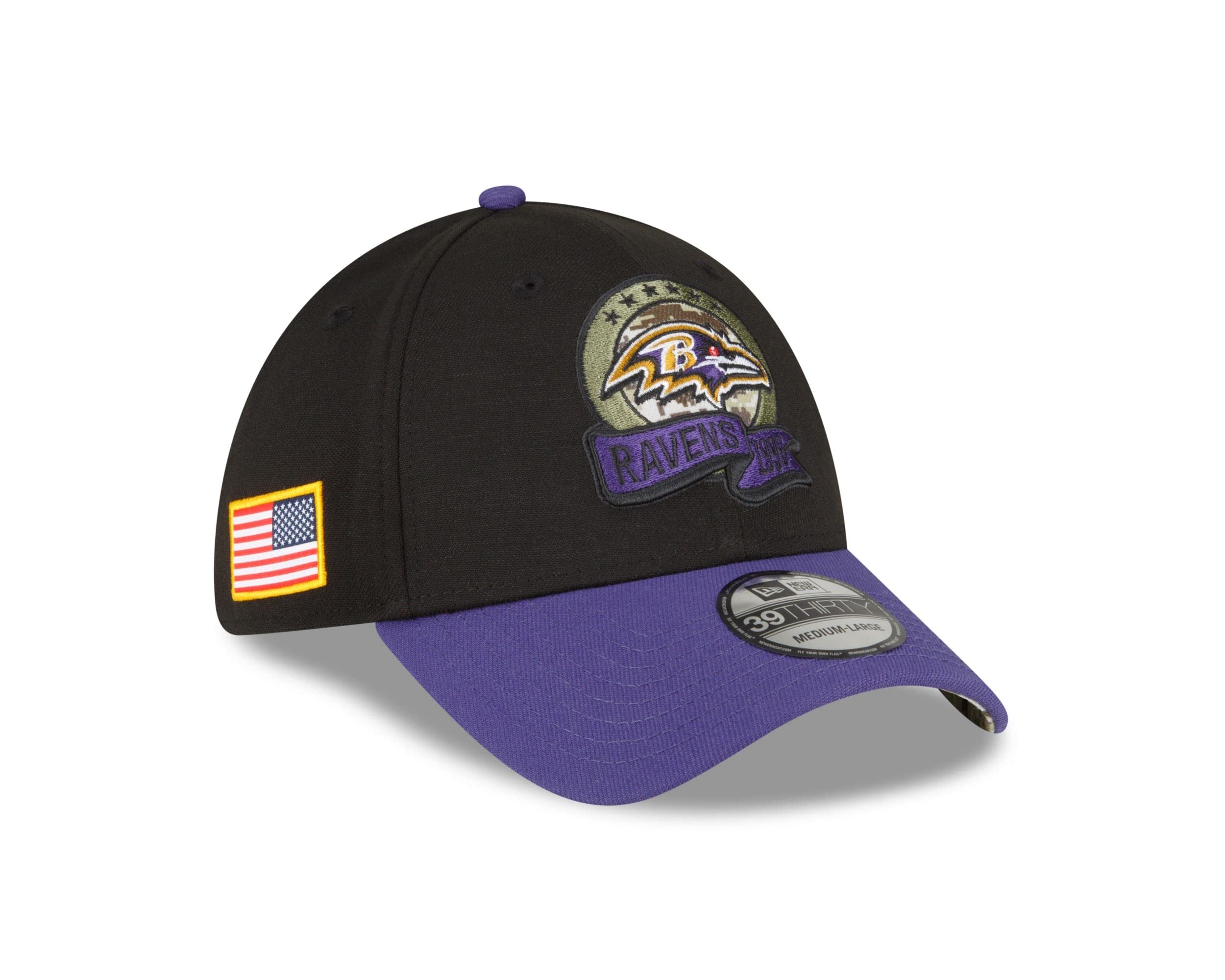 New Era Baltimore Ravens NFL Salute to Service 2022 Black Purple 39Thirty Stretch Cap - S-M (6 3/8-7 1/4)