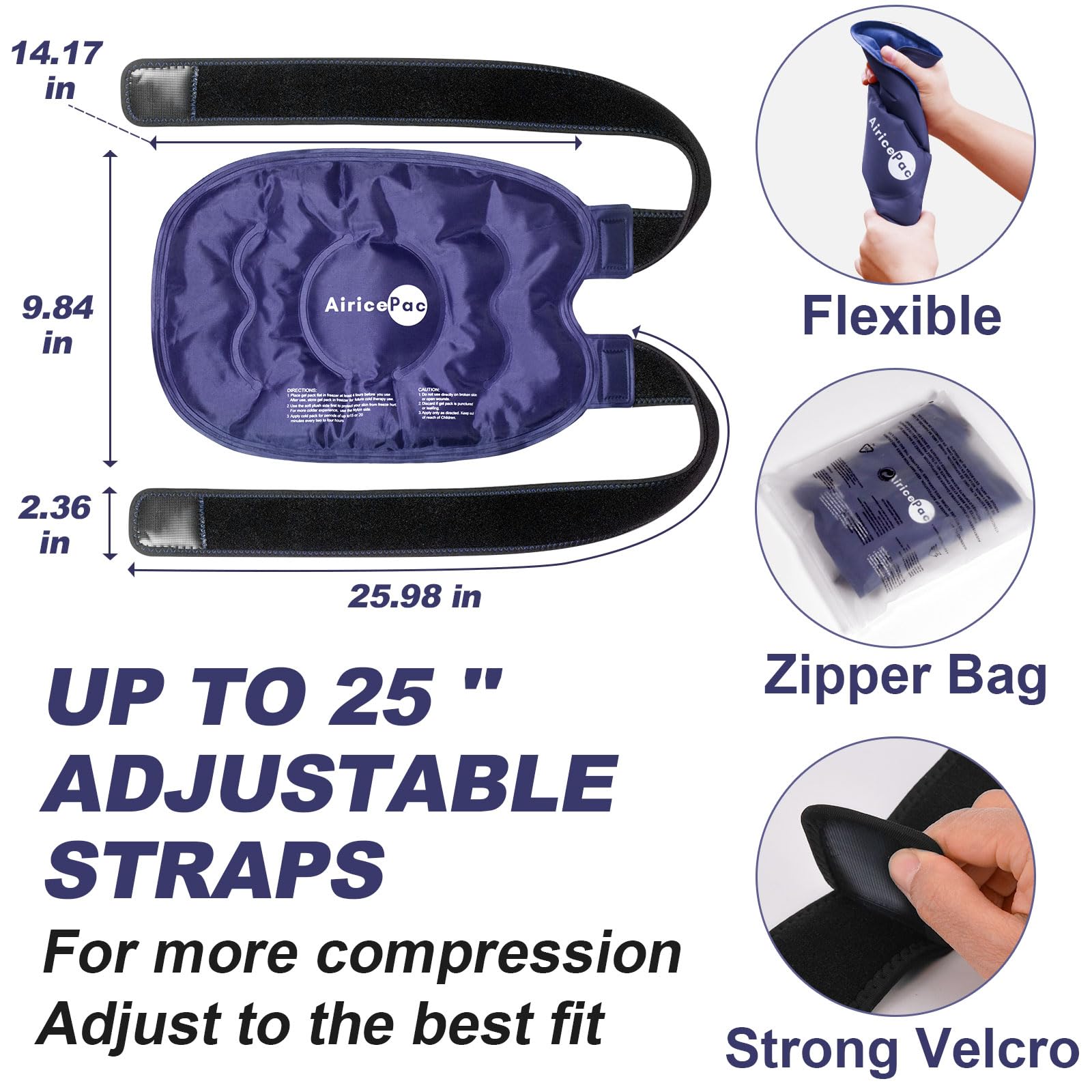 Ice Pack for Knee Pain Relief, Reusable Gel Ice Wrap for Injuries, Swelling, Knee Replacement Surgery, Cold Compress Therapy for Arthritis, Meniscus Tear and ACL, Blue