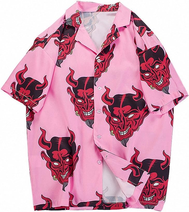 Emlyn Adrian Devil Full Printing Turn-Down Collar Shirts Men High Street Men's Shirts