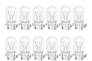 Kadiby 12 Pack 7440 Bulb,T20 W21W Brake/Back Up Reverse/Turn Signal Light Bulbs Mini Long Life White Clear Halogen Lights 744