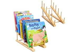 GJULRFU 2 PCS Bookshelf For Kids Room, Toddler Bookshelf, Mini Bookshelf, Desktop Shelf, Nursery Book Shelves, Wooden Kids Book Shelf Organize Storage Rack For Living Room, Bedroom, Home Office (Natural)