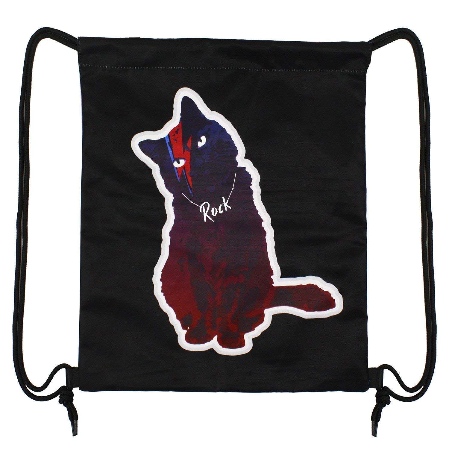 True Holiday Waterproof Fabric Drawstring Bag Backpack Double-sided for Girls and Boys to Gym Sports Trip Swimming School (cat)