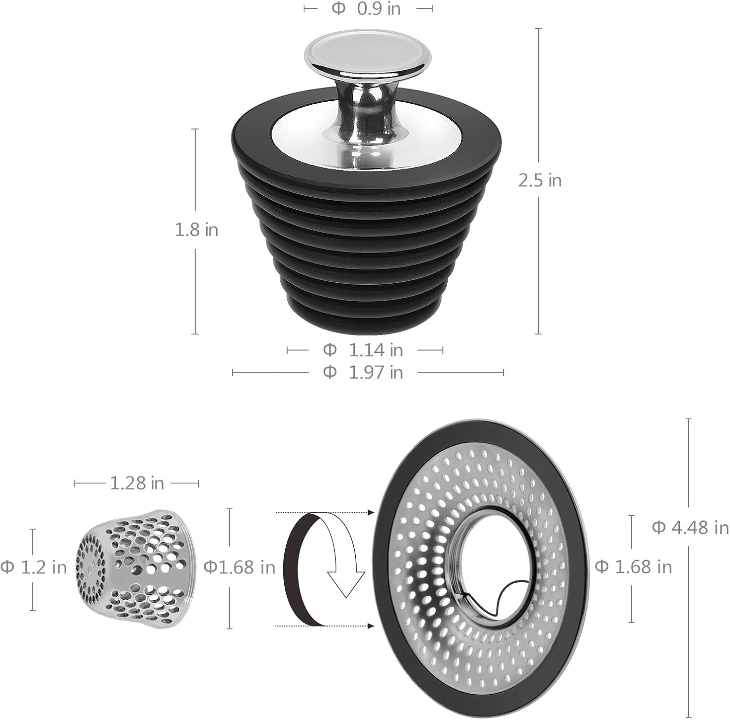 LEKEYE Drain Hair Catcher | Bathtub Stopper/Shower Drain Hair Trap/Strainer Stainless Steel Drain Protector - - 