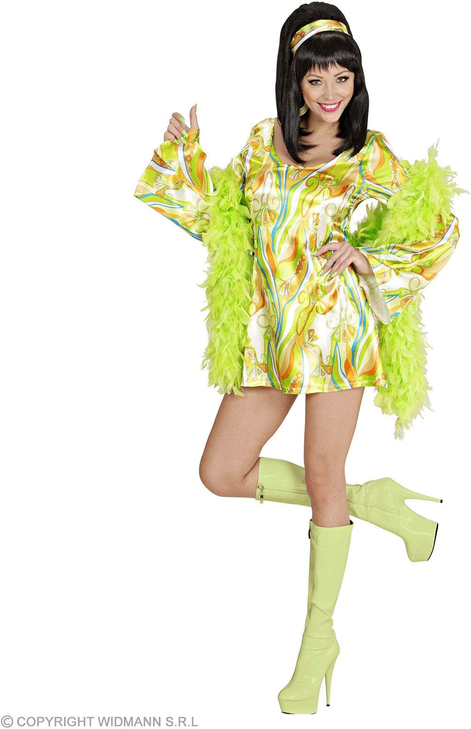 70s Mod Chick 3 Cols Costume Medium for 1970's Disco Hippy Hippie Fancy Dress, Multicolored - Image 3