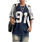 SOLY HUX Women's Jersey Shirts Number Graphic V Neck Half Sleeve T-Shirt Summer Football Tops Streetwear