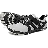 Grand Attack Barefoot Shoes Men Wide Toe Box Zero Drop Men's Trail Running Cross-Trainer Wrestling Boxing Weightlifting Walking Shoes Black Grey Size 9