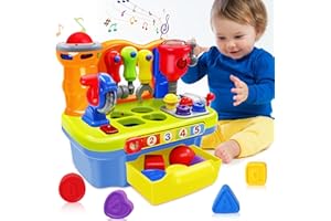 SYAOMUNLY Baby Toys for 1 Year Old Boy Girl Musical Learning Workbench for 1 2 Year Old Boy Birthday Gift Early Educational Sound Shape Toddler Toys Age 1-2 Tool Set for Kids 12-18 Months