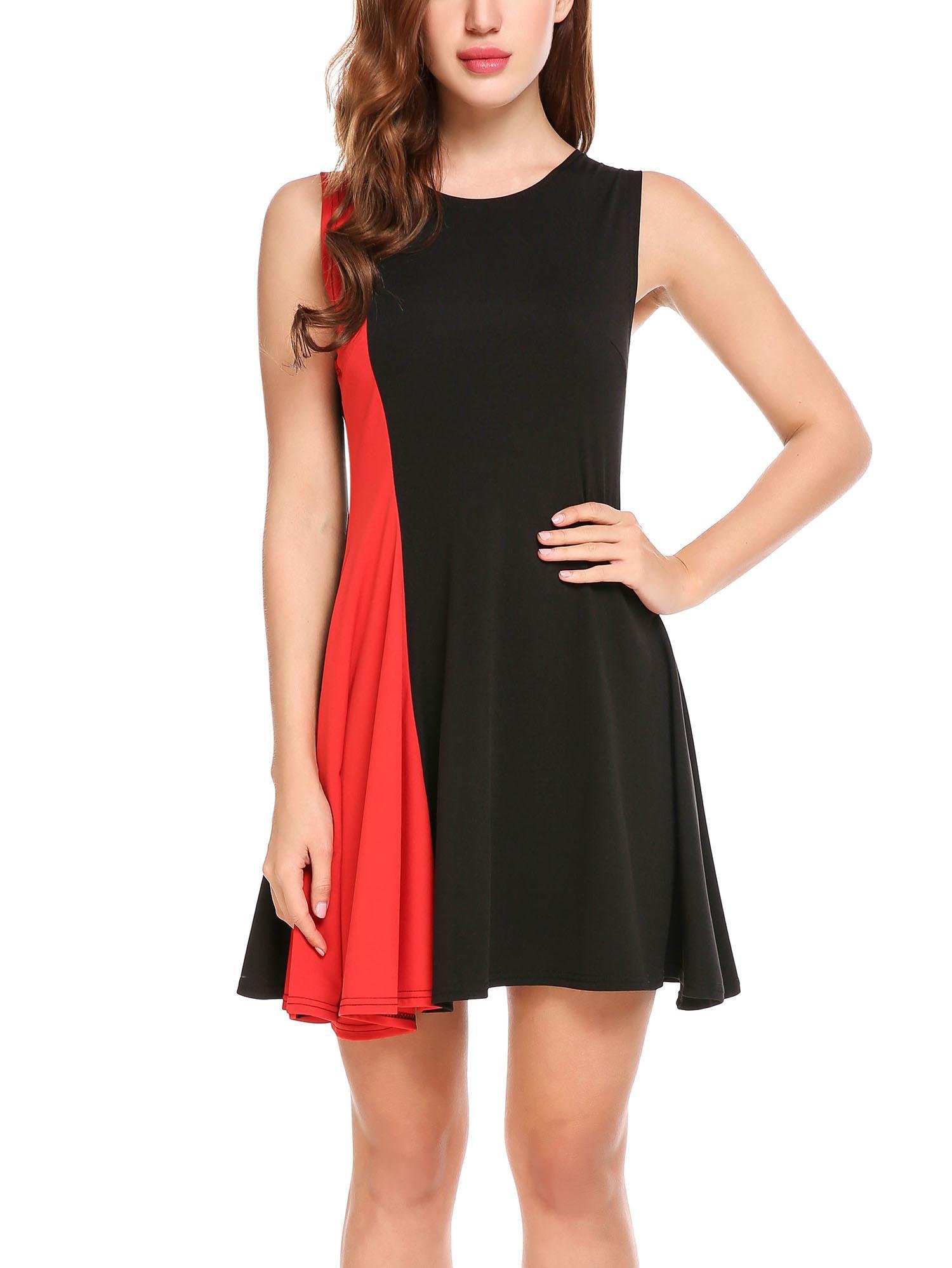 Zeagoo Women Round Neck Slim Fit Above Knee Length Casual Dress