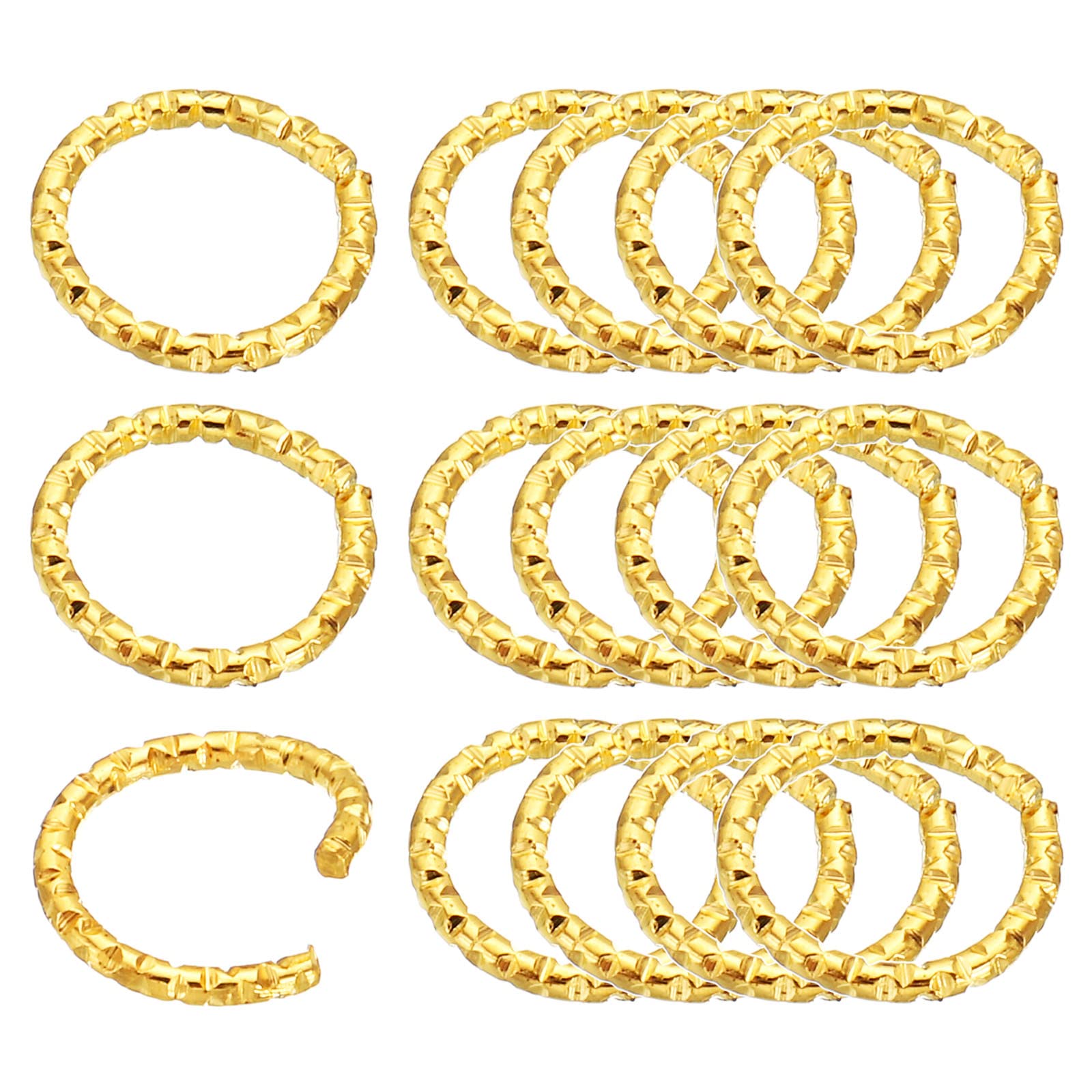 PATIKIL 1.2 x 10mm Wine Glass Charm Ring, 200 Pack Metal Earring Beading Hoop Twisted Open Jump Rings, Golden