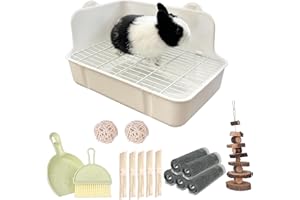 RUBYHOME Rabbit Litter Box Bunny Litter Box Guinea Pig Potty Trainer Corner Bedding Pet Potty Pan for Rabbit Guinea Pig Ferret Small Animal Cage Accessories