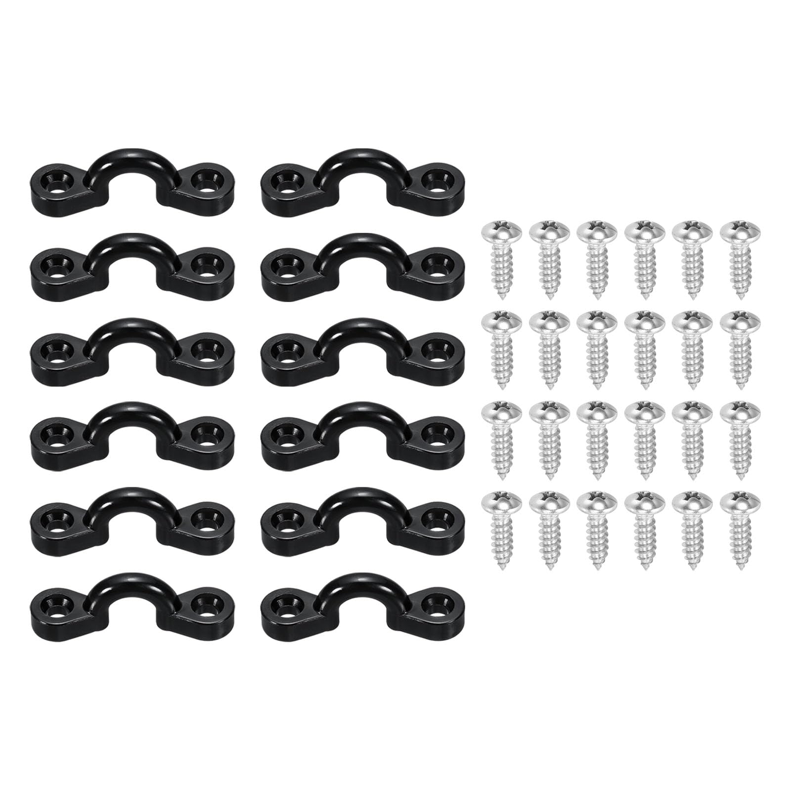 PATIKIL Kayak Pad Eye Kit, 12 Pack Nylon Deck Loops Bimini Boat Top Eye Straps with 24 Pan Head Self Tapping Screws for Kayaks Canoes Boats Tie Down