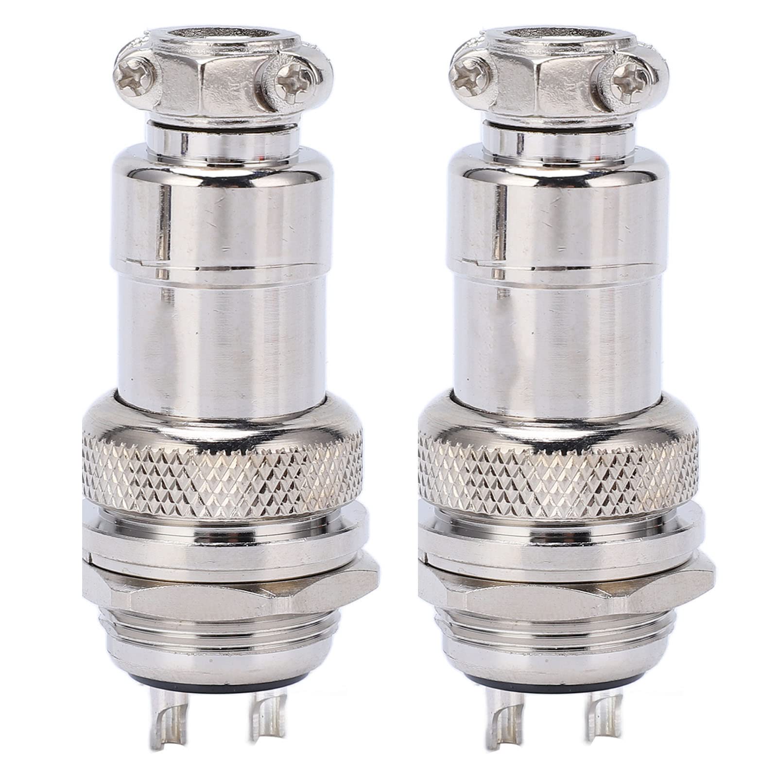 2Pcs Aviation Plug Socket Plug Connector 20mm Zinc Alloy Shell Copper Silver Plated Waterproof Metal Socket Connector(2 Pin)
