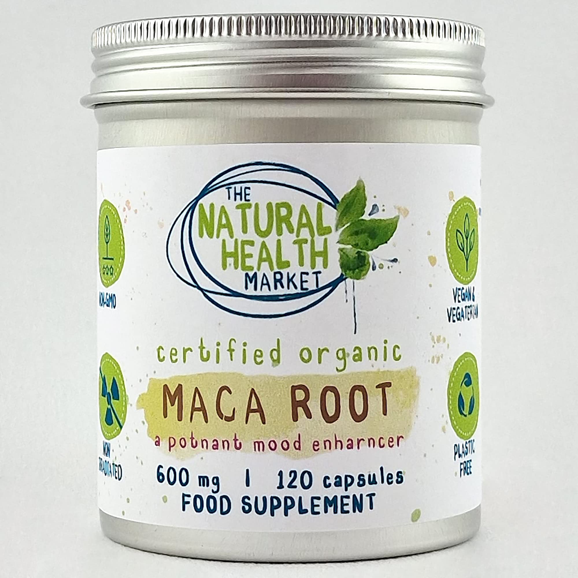 Organic Maca Root Capsules 600mg 120 Capsules by The Natural Health Market • Soil Association Organic Certified