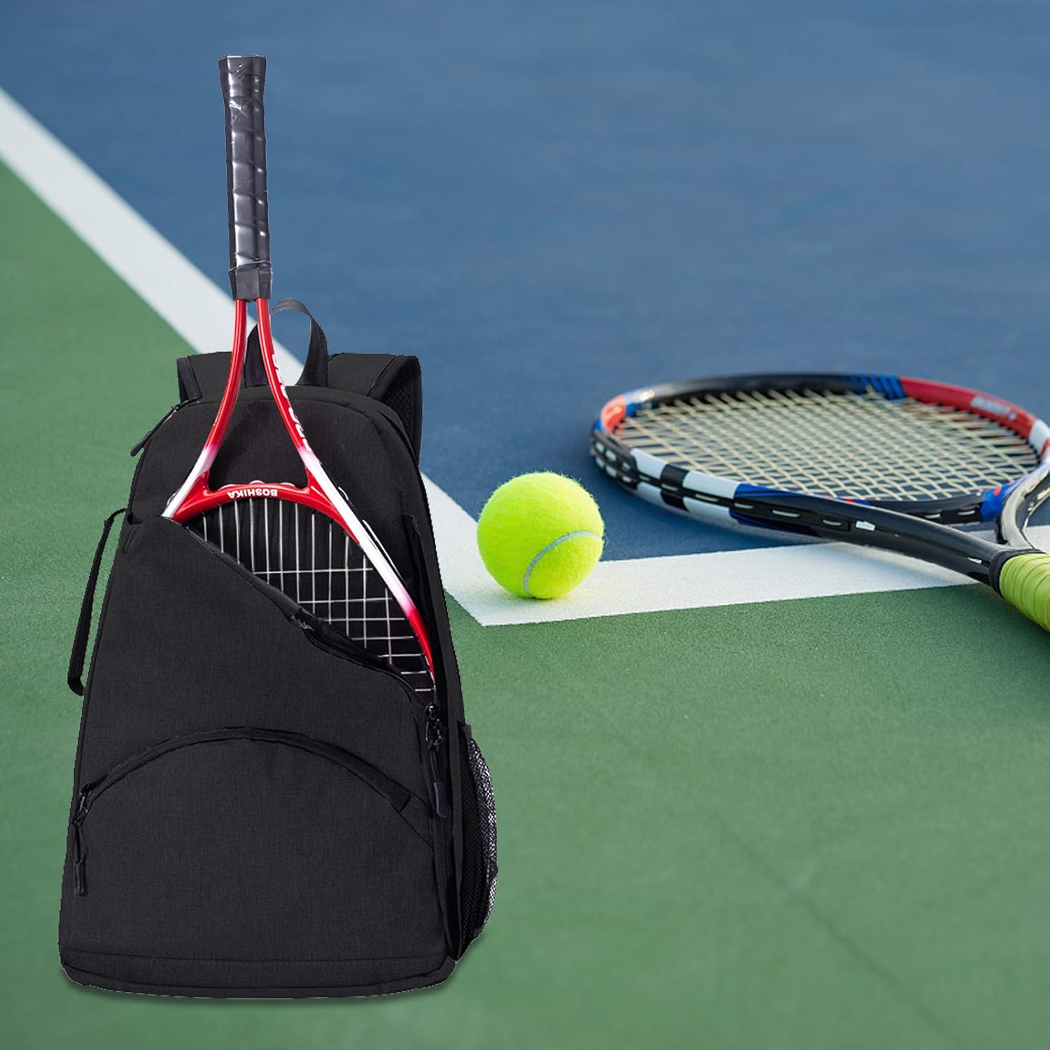Qchengsan Tennis Racket Backpack, Tennis Bag, Tennis Racquet Holder Bag Fit for Man, Woman, Teenagers, Tennis Racket Bag for Pickleball, Badminton, Squash, Other Accessories (Black) : Sports & Outdoors