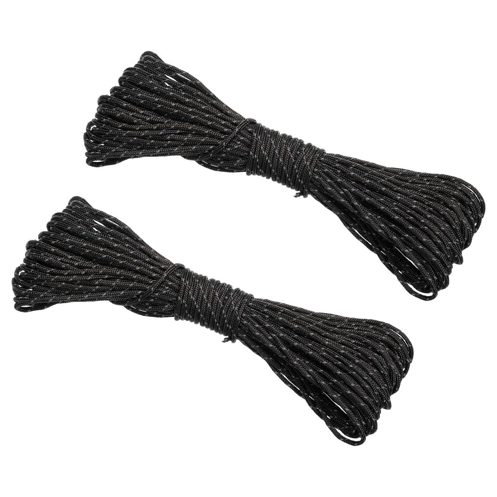 PATIKIL 65 Feet Reflective Guyline Camping Paracord, 3mm Tent Cord Guyline Rope Nylon Paracord Rope for Camping Tent Tarp Hiking, Black (20M)