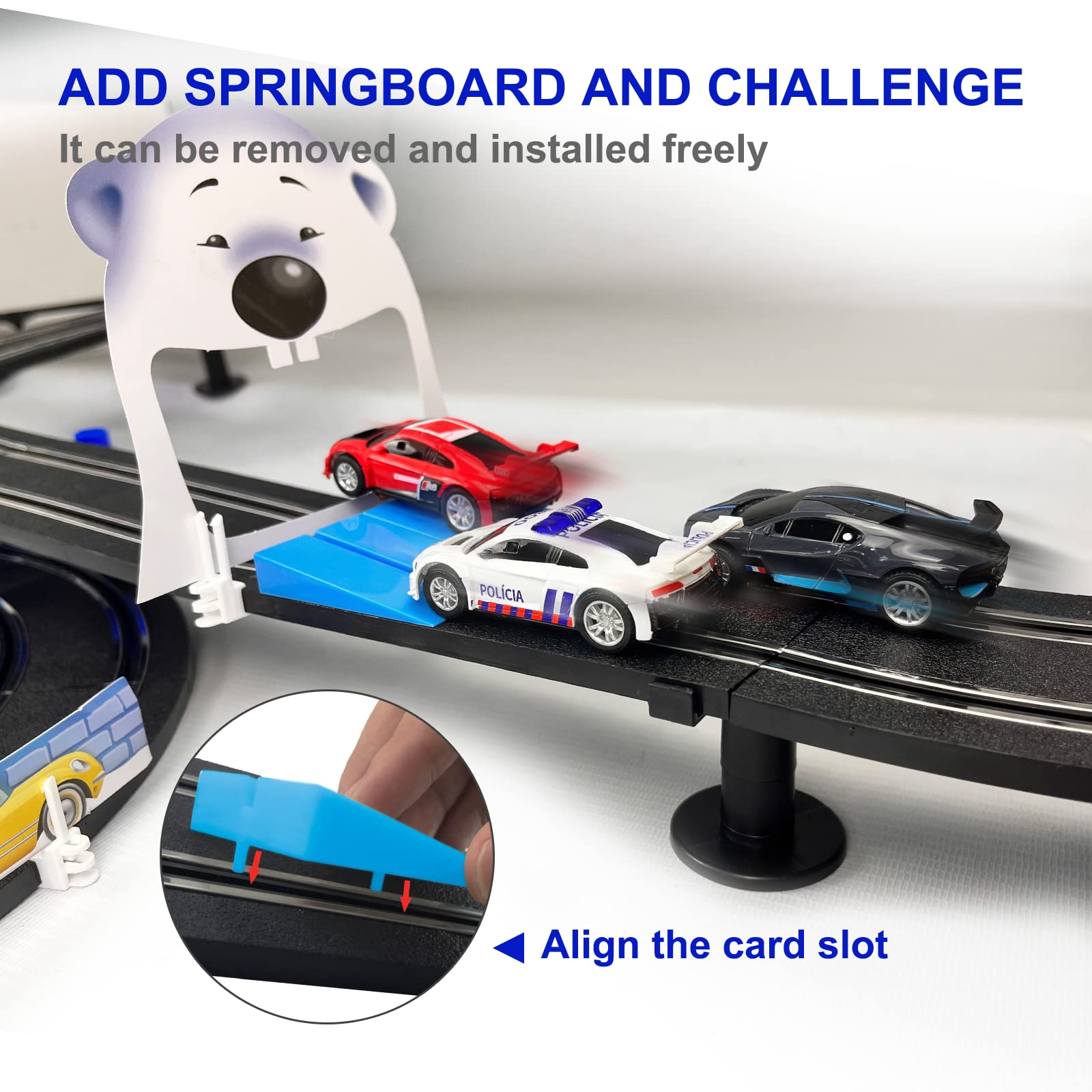 AGM MASETCH High Speed Series Tram Dual Track Set, Track with 4 Vehicles Official Licensed Slot car Racing, Comes with 2 Hand Controls and Track Parts and a Lap Counter.