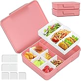 JOOPETALK 2 Pack Bento Box for Kids, 10 Compartments with Detachable Dividers, BPA-Free & Lightweight Dishwasher Safe Snack Box Container for School Travel, Pink