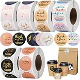 Thank You Stickers Small Business - 6 Rolls 3000 Pieces Thank You for Supporting My Small Business Stickers Labels for Envelopes, Bubble Mailers and Gift Bags Packaging, 1 Inch，500 Pieces Each Roll